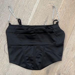 Black corset with rhinestone straps